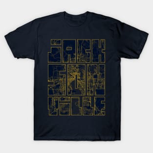 Jacksonville, USA City Map Typography - Gold Art Deco T-Shirt